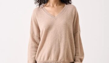 Suéter tipo poncho con cuello en V 100 % cachemira ABSOLUT CASHMERE