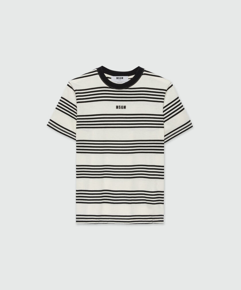 CAMISETA  COLOR BLANCO RAYAS NEGRAS MSGM