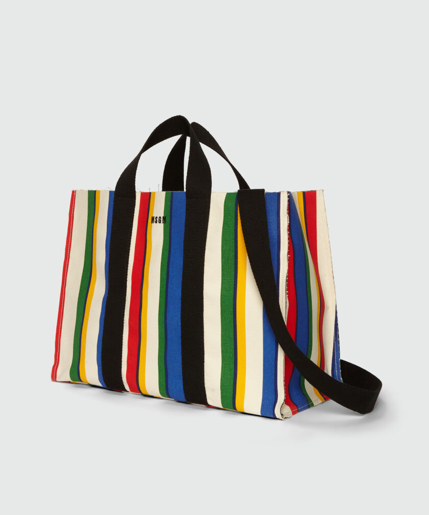 Bolso Stripe Canvas Shopping MSGM